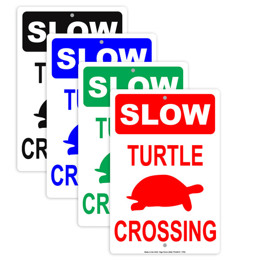 Slow Turtle Crossing Funny Novelty Wall Decor Gift Park Animal Caution Road Alert Notice Aluminum Metal Sign Plate