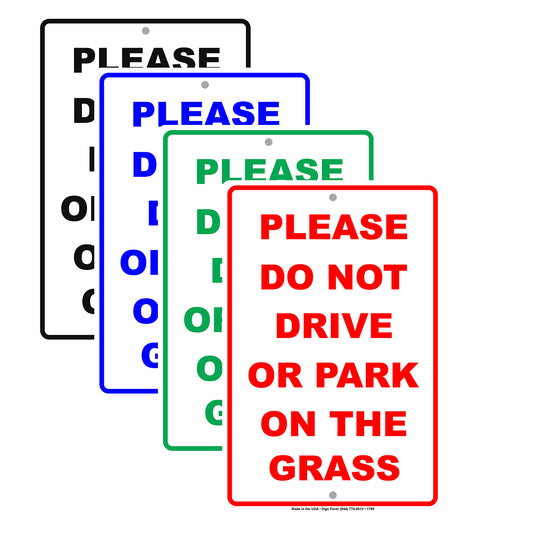 Please Do Not Drive Or Park On The Grass Parking Yard Restriction Alert Caution Warning Aluminum Metal Sign Plate