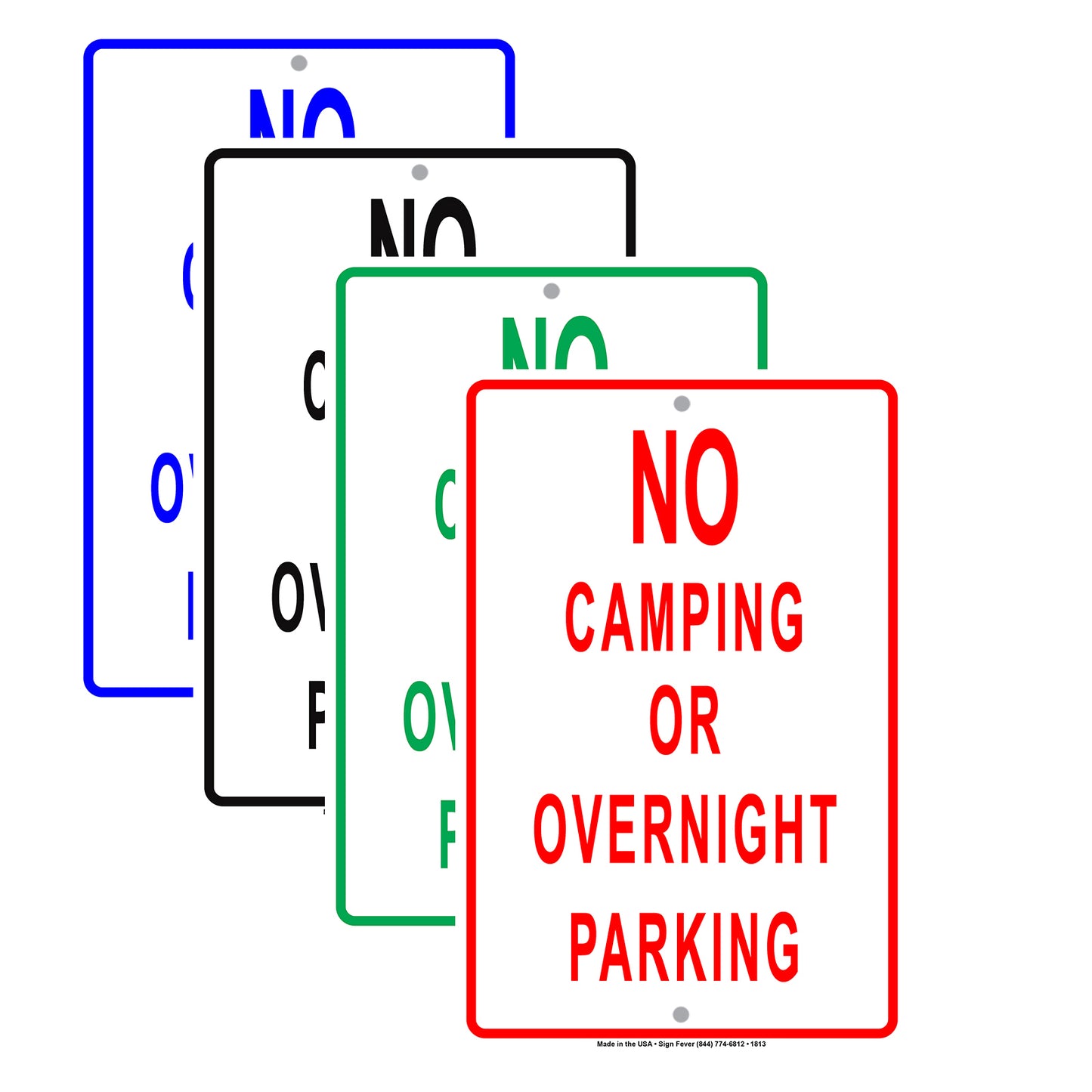 No Camping Or Overnight Parking Restriction Attention Caution Policy Surveillance Notice Aluminum