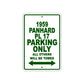 1959 Panhard PL 17 Parking Only All Others Will Be Towed Sea Ocean Beach Lake Boat Aluminum Metal Sign Plate
