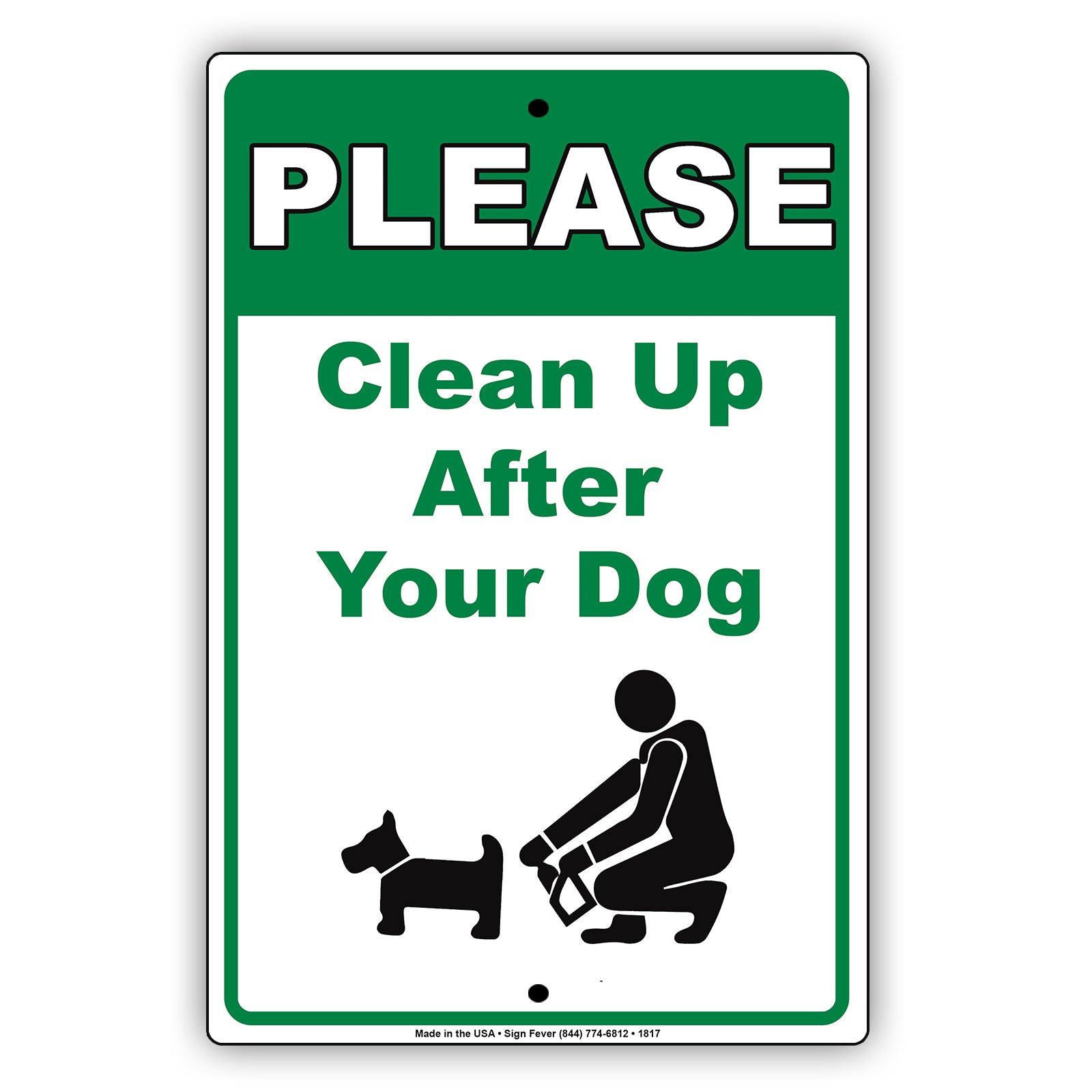 Please Clean Up After Your Dog Pet Owner Policy Statement Safety Home Yard Garden Notice Aluminum Metal Sign
