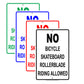 No Bicycle Skateboard Rollerblade Riding Allowed Property Restriction Alert Warning Notice Aluminum