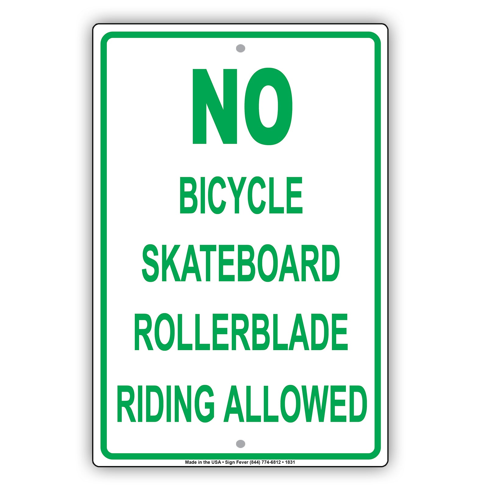 No Bicycle Skateboard Rollerblade Riding Allowed Property Restriction Alert Warning Notice Aluminum