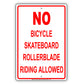 No Bicycle Skateboard Rollerblade Riding Allowed Property Restriction Alert Warning Notice Aluminum