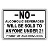 No Alcoholic Beverages Will Be Sold To Anyone Under 21 Proof Of Age Required Notice Aluminum