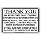 Thank You For Your Business We Pledge To Offer Best Service Offices Policy Notice