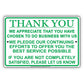 Thank You For Your Business We Pledge To Offer Best Service Offices Policy Notice