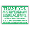Thank You For Your Business We Pledge To Offer Best Service Offices Policy Notice