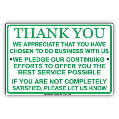 Thank You For Your Business We Pledge To Offer Best Service Offices Policy Notice
