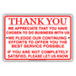 Thank You For Your Business We Pledge To Offer Best Service Offices Policy Notice