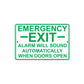 Emergency Exit Alarm Will Sound Automatically When Doors Open Alert Shopping Mall Plaza Aluminum
