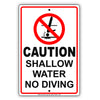 Caution! Shallow Water No Diving Pool Swim Safety Policy Aluminum Sign
