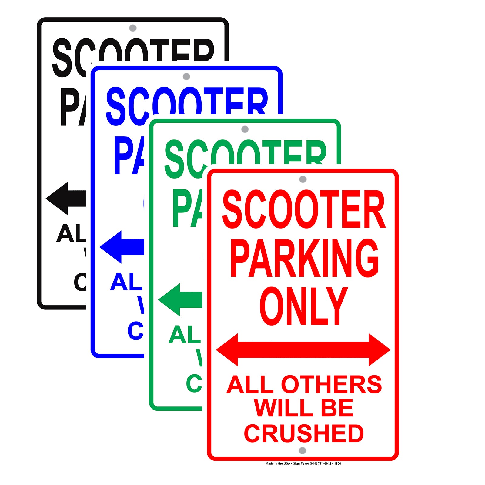 Scooter Parking Only All Others Will Be Crushed Ridiculous Humor Funny Caution Notice Aluminum