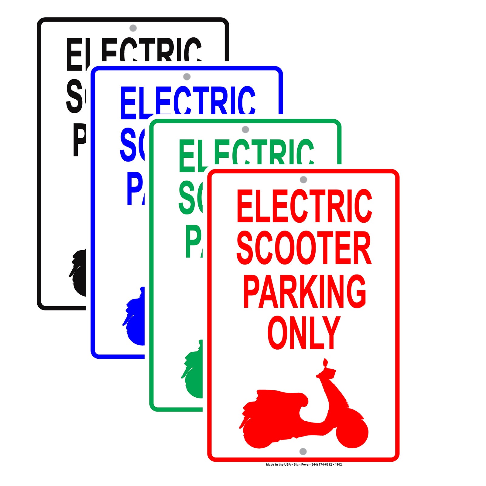 Electric Scooter Parking Only With Graphic Alert Caution Restriction Warning Notice Aluminum