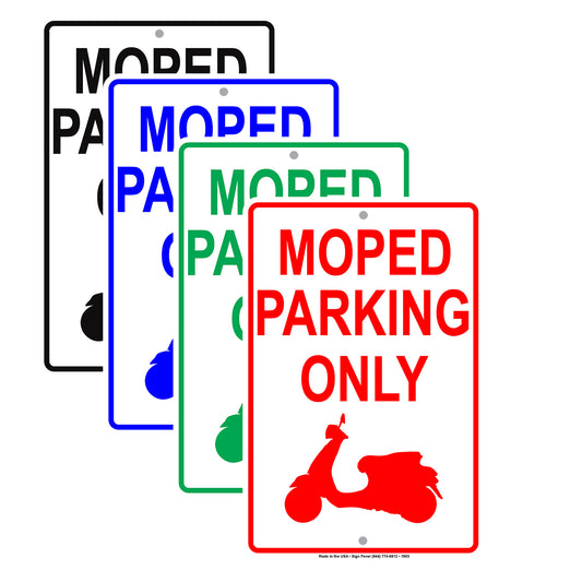 Moped Parking Only With Graphic Alert Private Property Restriction Caution Warning Notice Aluminum