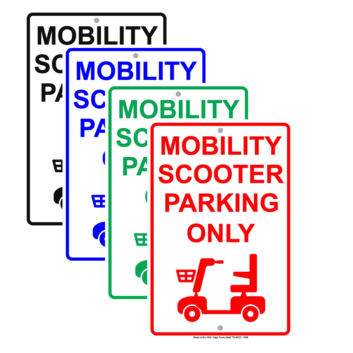 Mobility Scooter Parking Only With Graphic Alert Caution Private Property Warning Notice Aluminum