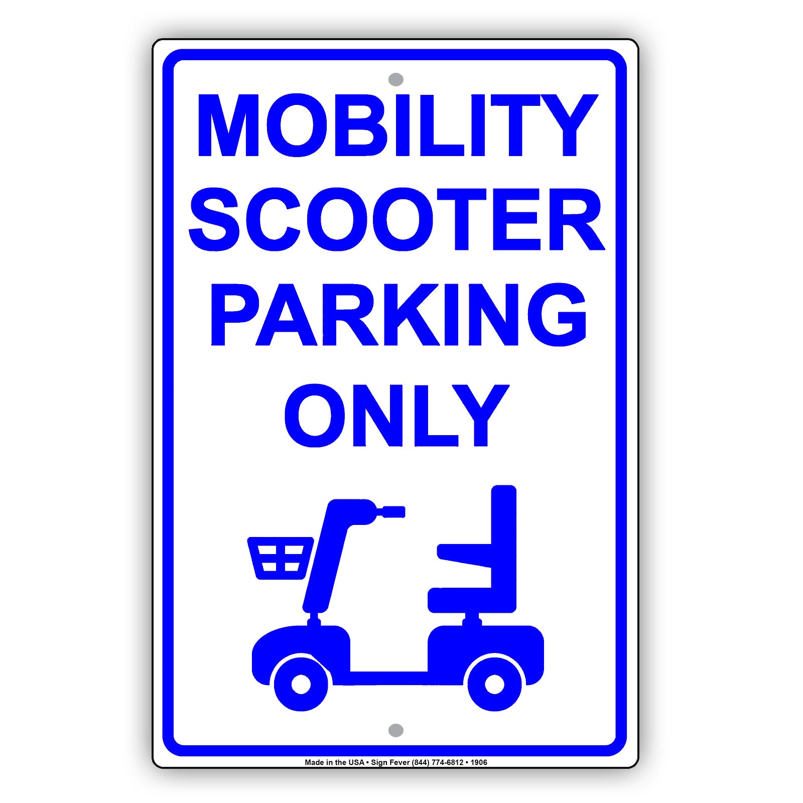 Mobility Scooter Parking Only With Graphic Alert Caution Private Property Warning Notice Aluminum