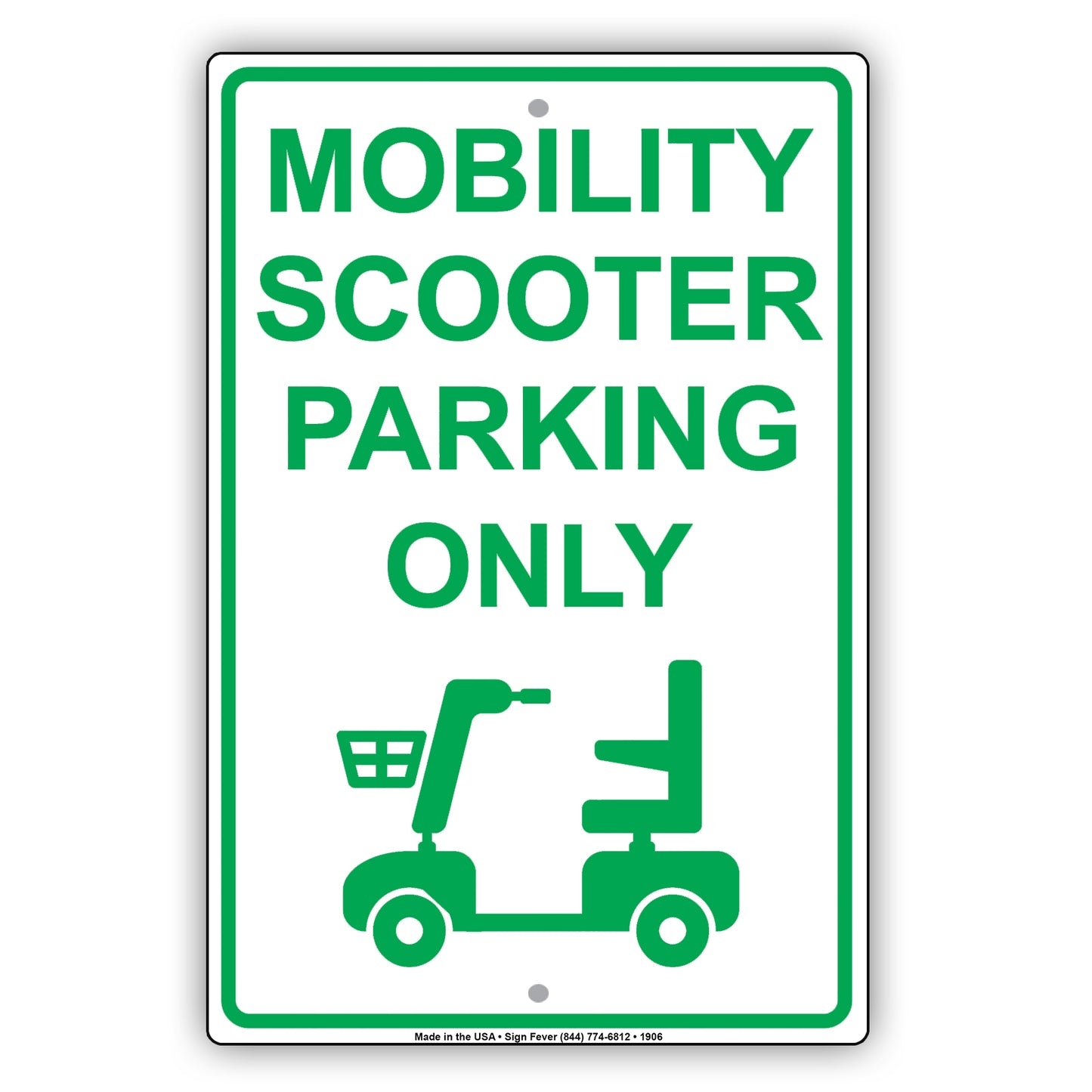 Mobility Scooter Parking Only With Graphic Alert Caution Private Property Warning Notice Aluminum