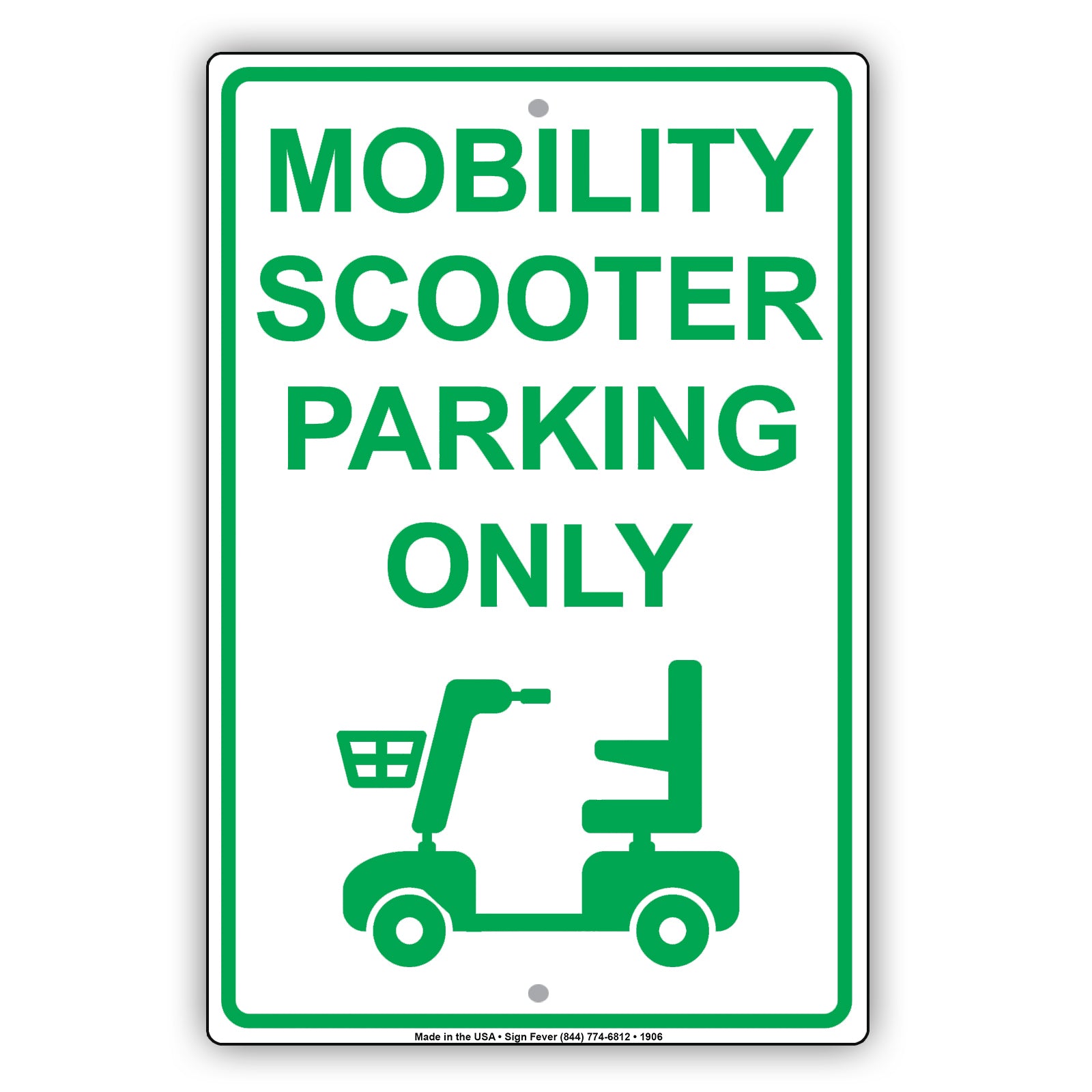 Mobility Scooter Parking Only With Graphic Alert Caution Private Property Warning Notice Aluminum