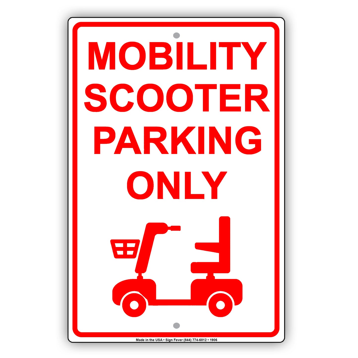 Mobility Scooter Parking Only With Graphic Alert Caution Private Property Warning Notice Aluminum