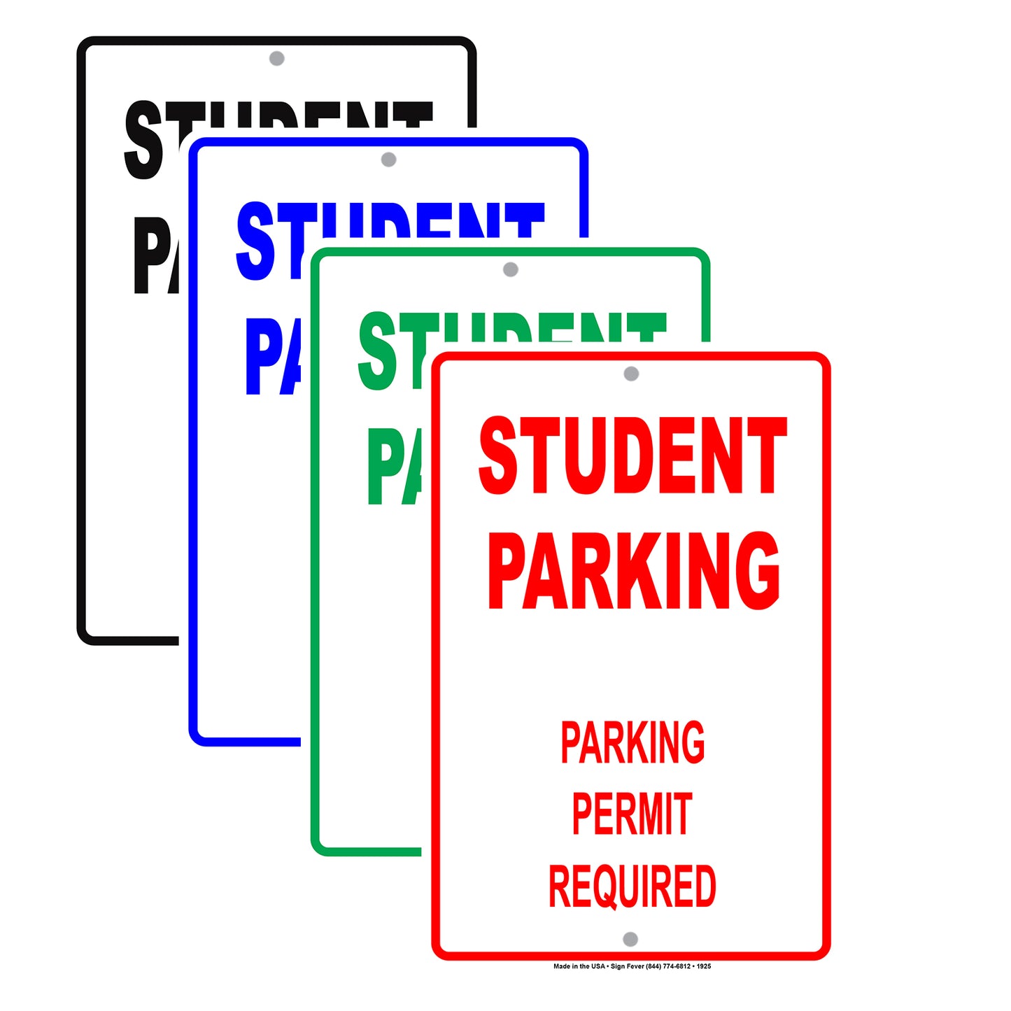 Student Parking Permit Required Restriction Reserved Area Alert Caution Warning Notice Aluminum