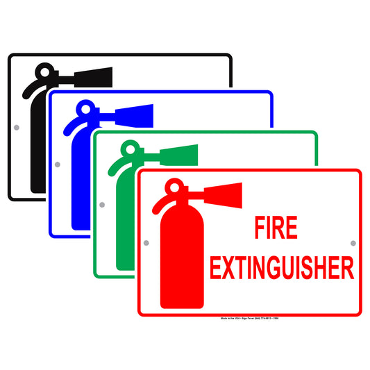 Fire Extinguisher Fire Emergency Safety Alert Caution Warning Notice Aluminum