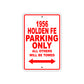 1956 Holden FE Parking Only All Others Will Be Towed Sea Ocean Beach Lake Boat Aluminum Metal Sign Plate