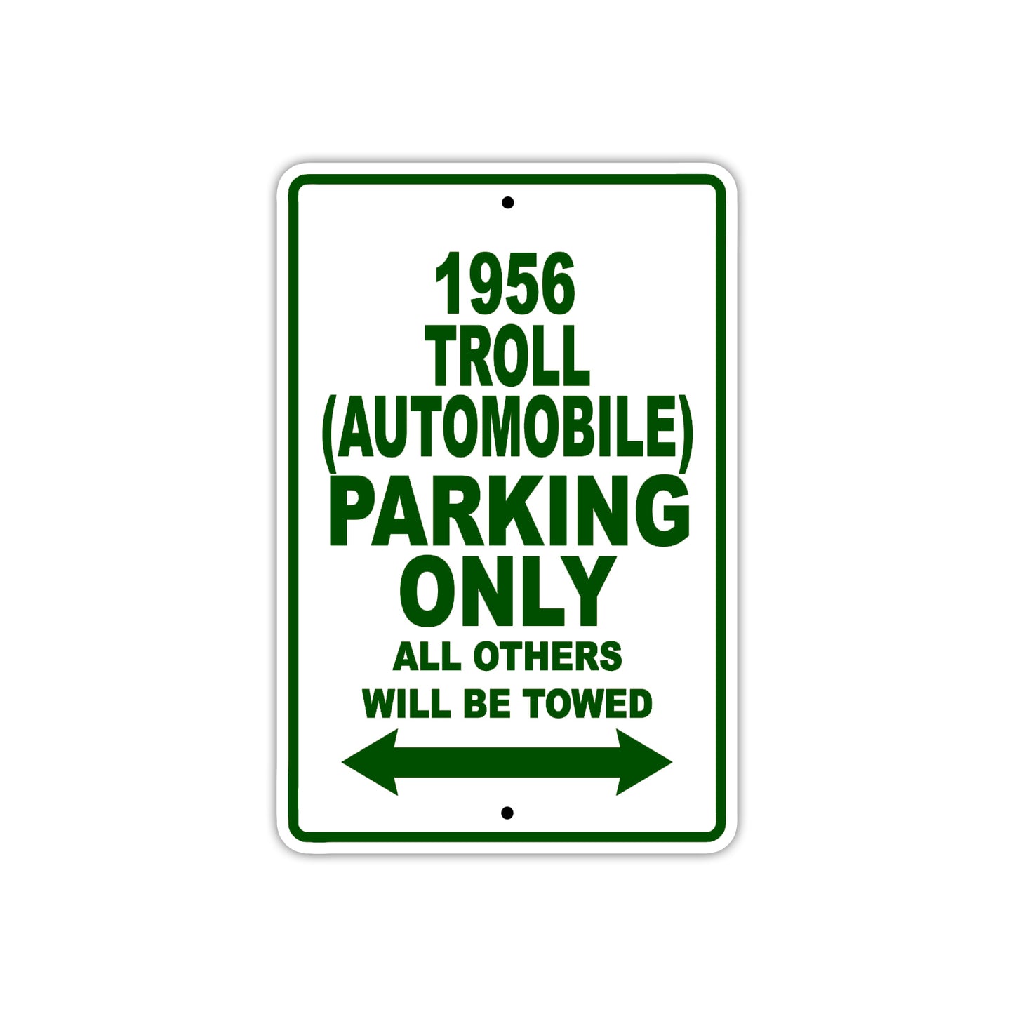1956 Troll (Automobile) Parking Only All Others Will Be Towed Sea Ocean Beach Lake Boat Aluminum Metal Sign Plate