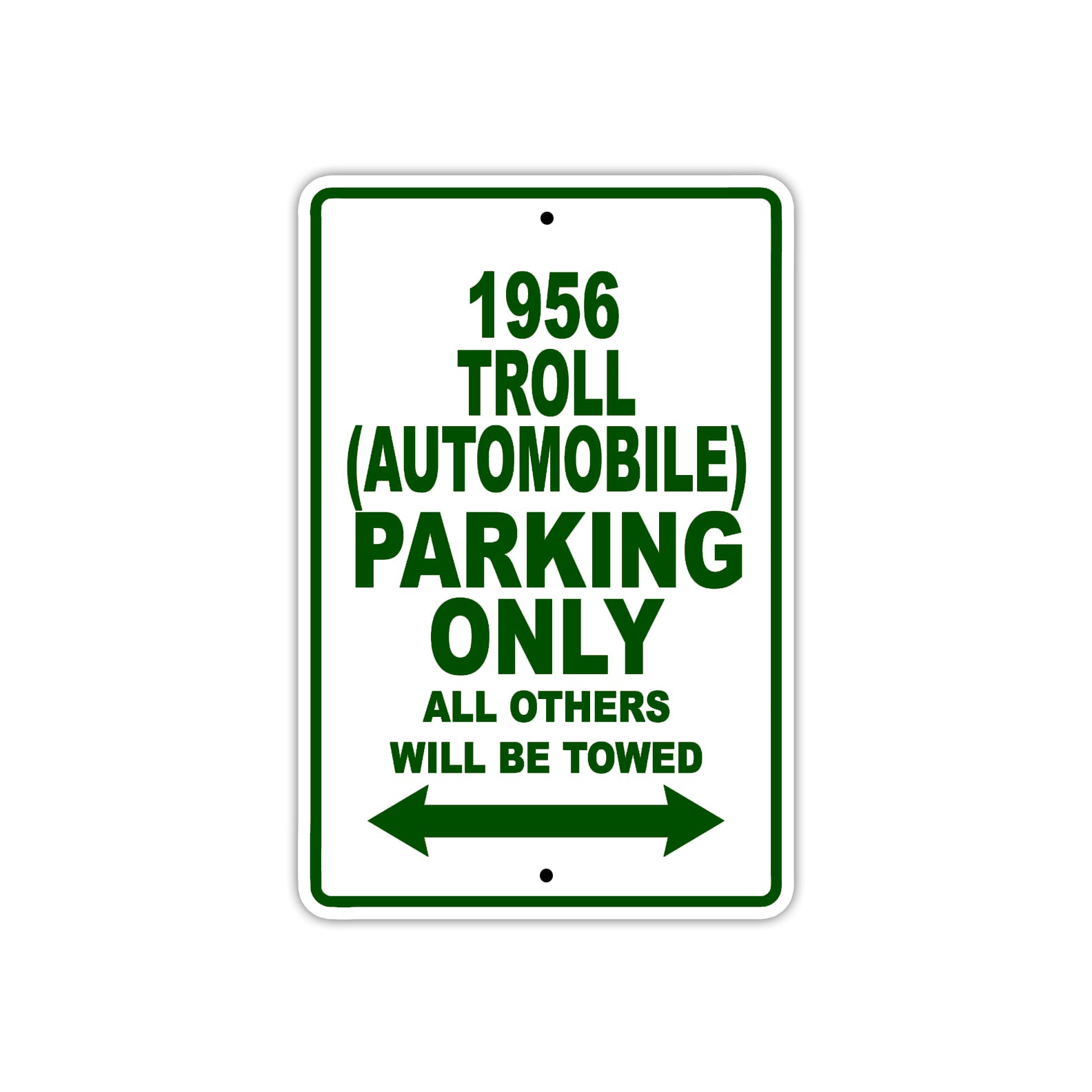 1956 Troll (Automobile) Parking Only All Others Will Be Towed Sea Ocean Beach Lake Boat Aluminum Metal Sign Plate