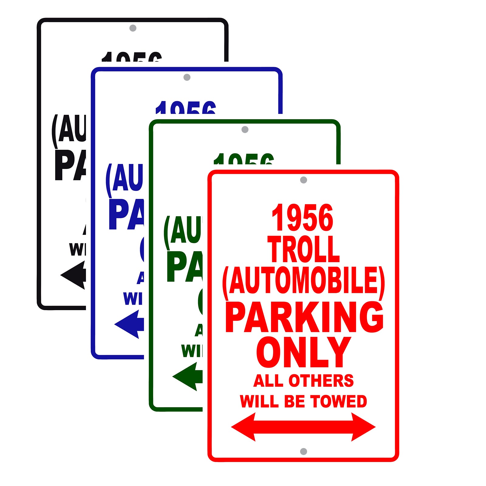 1956 Troll (Automobile) Parking Only All Others Will Be Towed Sea Ocean Beach Lake Boat Aluminum Metal Sign Plate