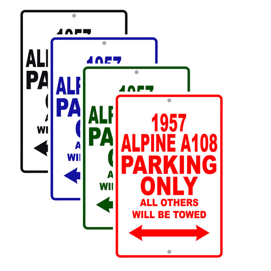 1957 Alpine A108 Parking Only All Others Will Be Towed Sea Ocean Beach Lake Boat Aluminum Metal Sign Plate