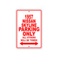 1957 Nissan Skyline Parking Only All Others Will Be Towed Sea Ocean Beach Lake Boat Aluminum Metal Sign Plate