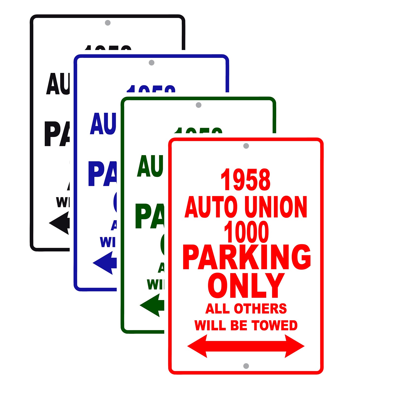1958 Auto Union 1000 Parking Only All Others Will Be Towed Sea Ocean Beach Lake Boat Aluminum Metal Sign Plate