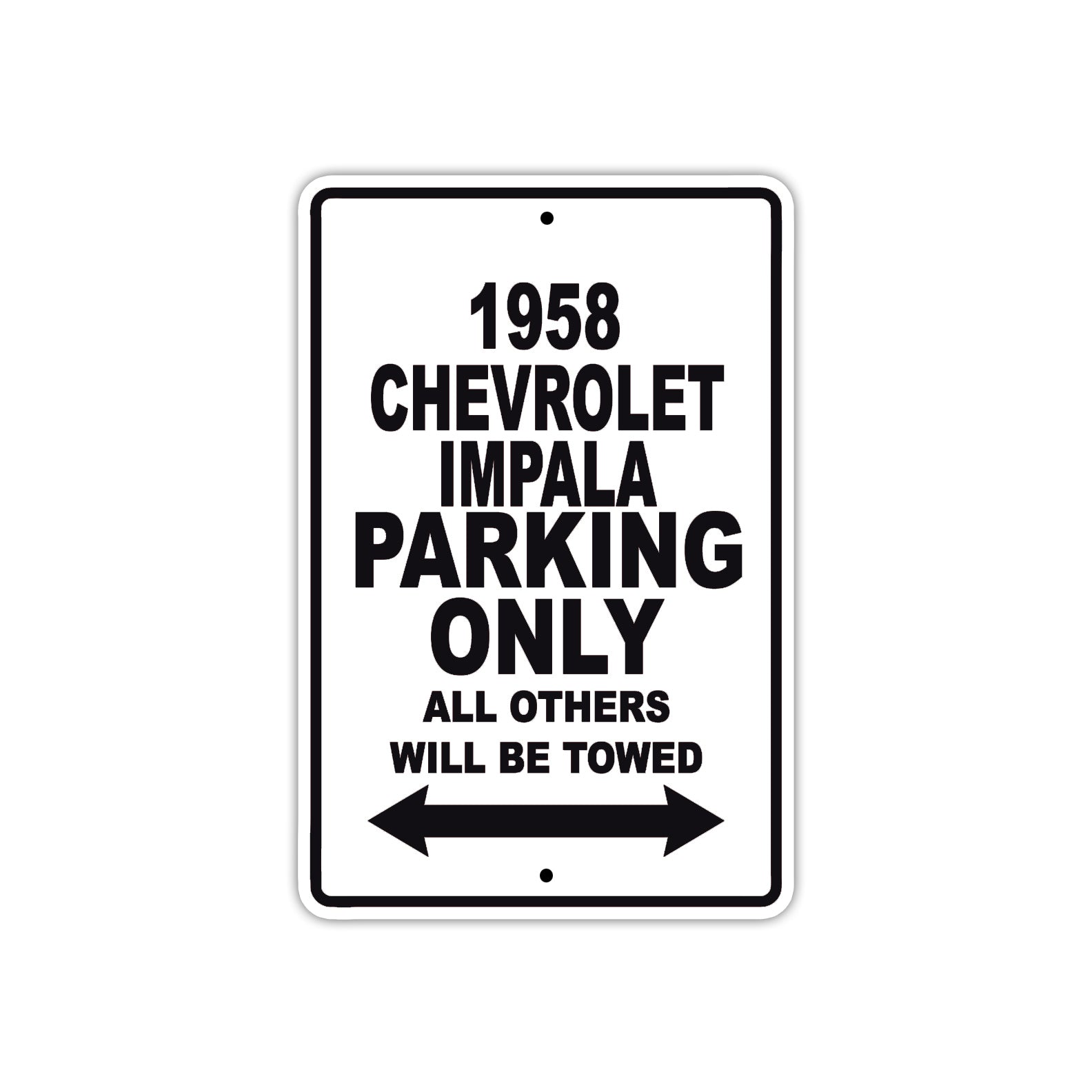 1958 Chevrolet Impala Parking Only All Others Will Be Towed Sea Ocean Beach Lake Boat Aluminum Metal Sign Plate