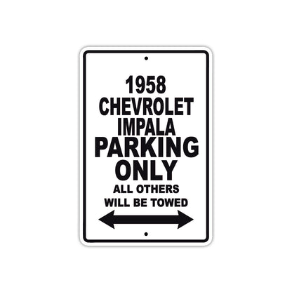 1958 Chevrolet Impala Parking Only All Others Will Be Towed Sea Ocean Beach Lake Boat Aluminum Metal Sign Plate