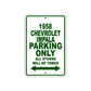 1958 Chevrolet Impala Parking Only All Others Will Be Towed Sea Ocean Beach Lake Boat Aluminum Metal Sign Plate