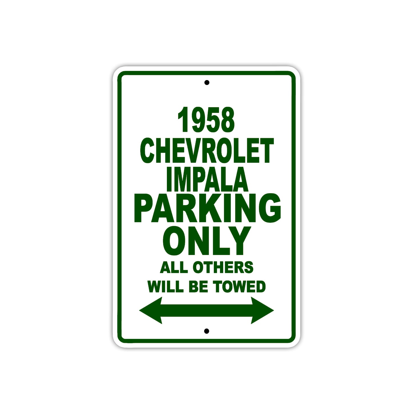 1958 Chevrolet Impala Parking Only All Others Will Be Towed Sea Ocean Beach Lake Boat Aluminum Metal Sign Plate