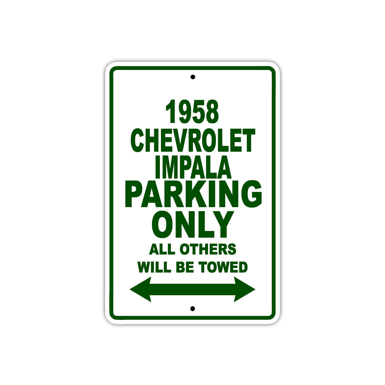1958 Chevrolet Impala Parking Only All Others Will Be Towed Sea Ocean Beach Lake Boat Aluminum Metal Sign Plate