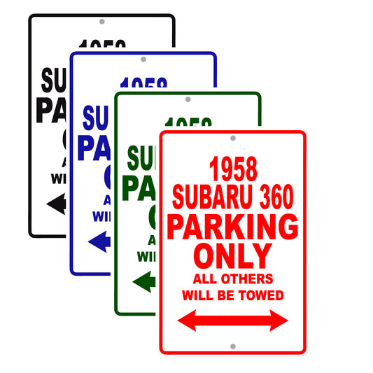 1958 Subaru 360 Parking Only All Others Will Be Towed Sea Ocean Beach Lake Boat Aluminum Metal Sign Plate