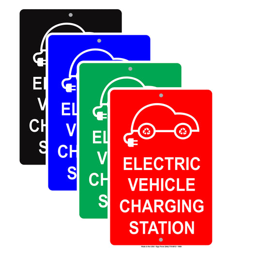 Electric Vehicle Charging Station With Graphic Reserved Spot Alert Caution Warning Aluminum
