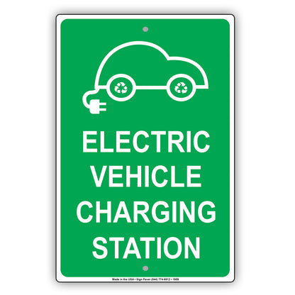 Electric Vehicle Charging Station With Graphic Reserved Spot Alert Caution Warning Aluminum