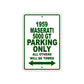 1959 Maserati 5000 GT Parking Only All Others Will Be Towed Sea Ocean Beach Lake Boat Aluminum Metal Sign Plate
