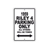 1959 Riley 4 Parking Only All Others Will Be Towed Sea Ocean Beach Lake Boat Aluminum Metal Sign Plate