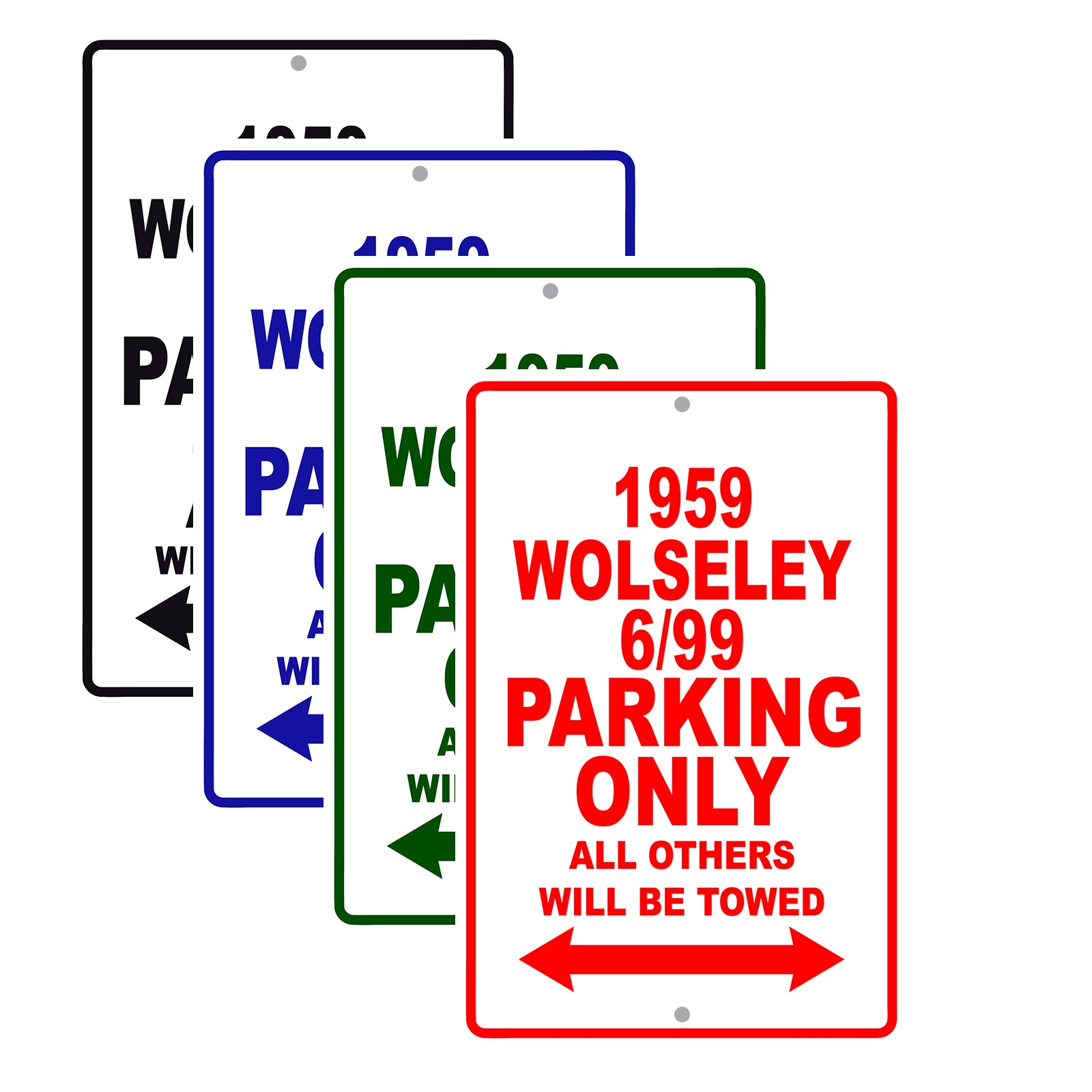 1959 Wolseley 6/99 Parking Only All Others Will Be Towed Sea Ocean Beach Lake Boat Aluminum Metal Sign Plate