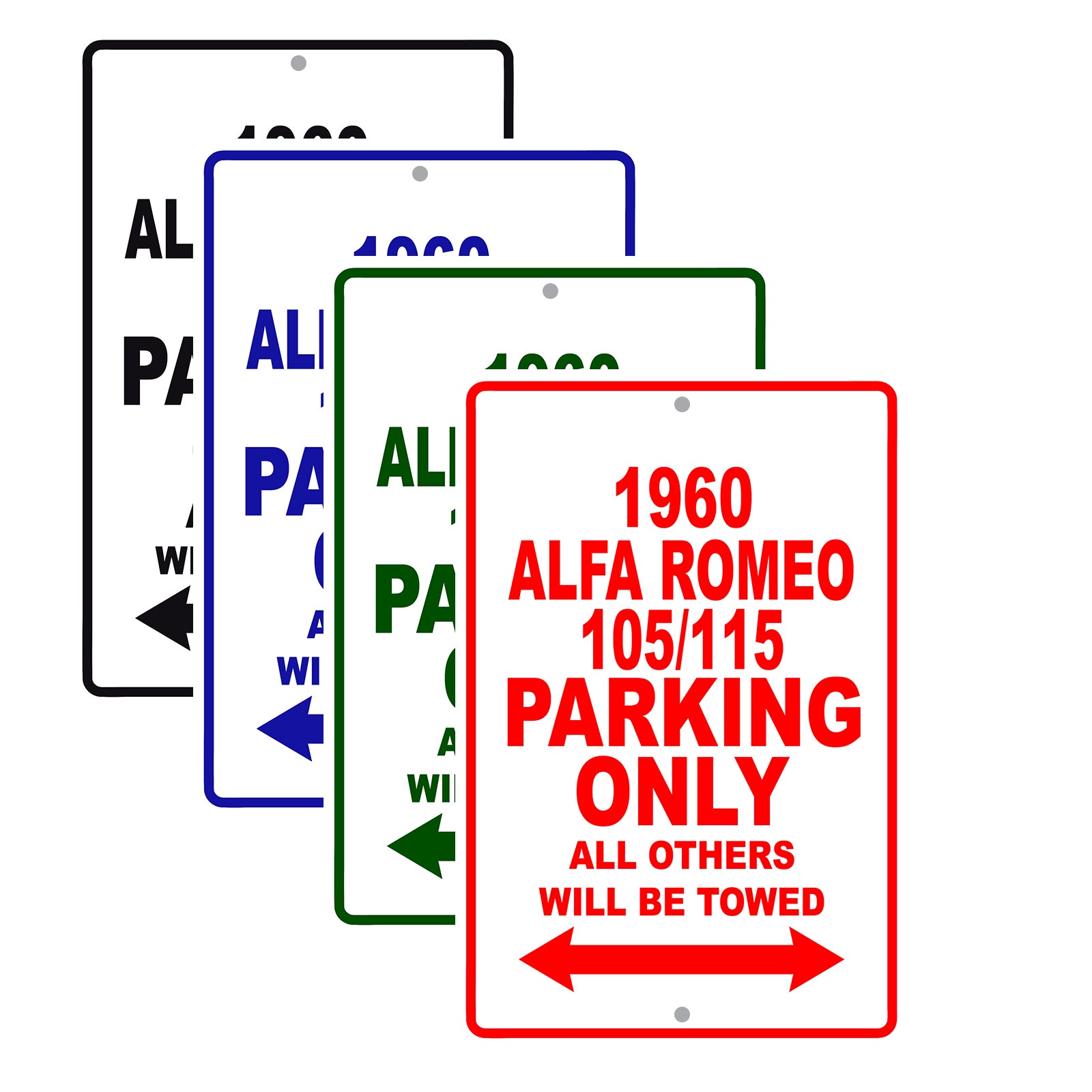 1960 Alfa Romeo 105/115 Parking Only All Others Will Be Towed Sea Ocean Beach Lake Boat Aluminum Metal Sign Plate