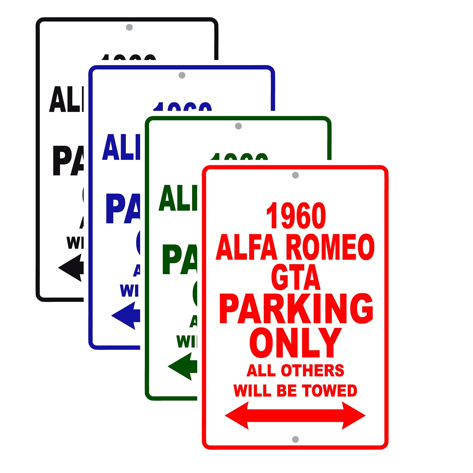 1960 Alfa Romeo GTA Parking Only All Others Will Be Towed Sea Ocean Beach Lake Boat Aluminum Metal Sign Plate