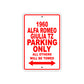 1960 Alfa Romeo Giulia Tz Parking Only All Others Will Be Towed Sea Ocean Beach Lake Boat Aluminum Metal Sign Plate