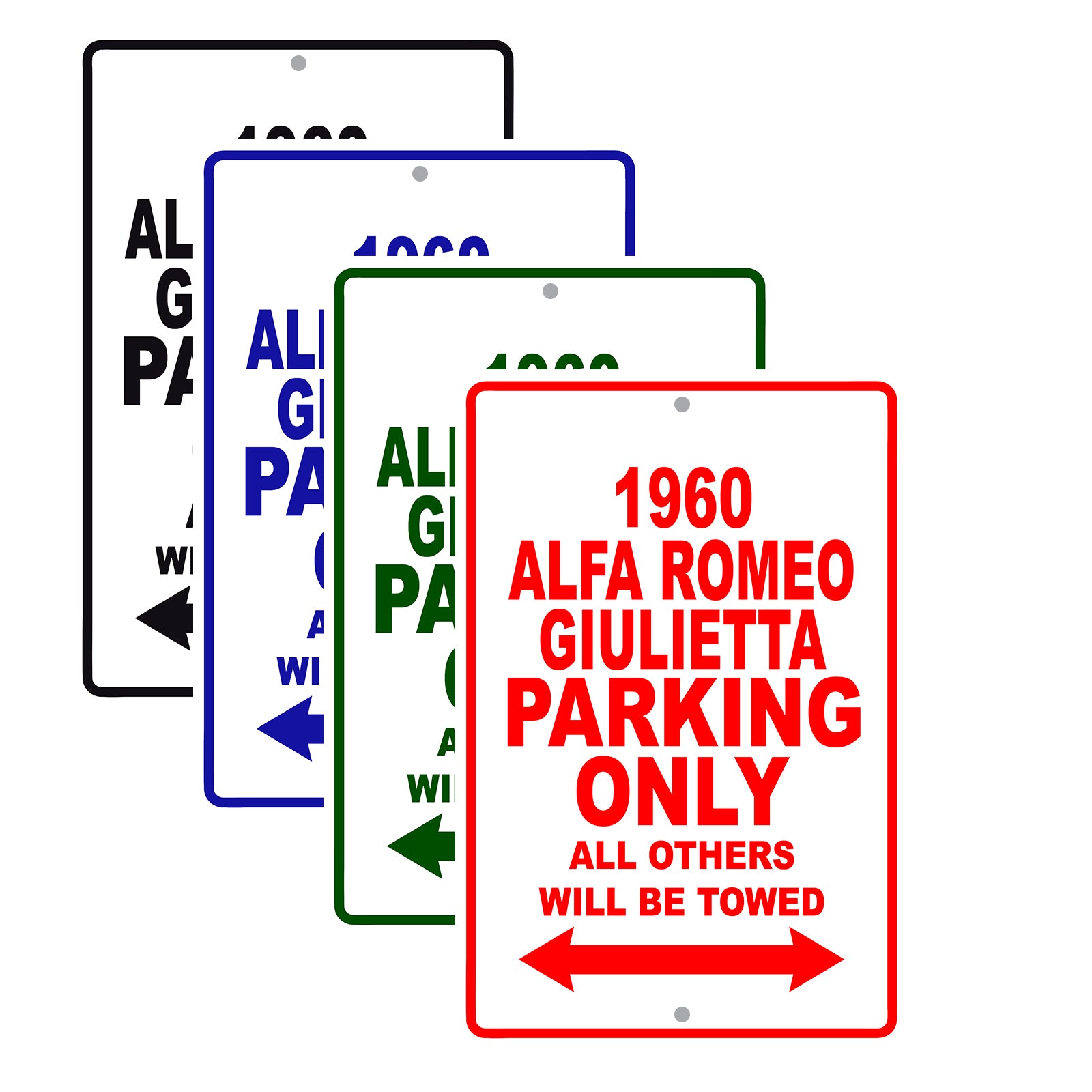 1960 Alfa Romeo Giulietta Parking Only All Others Will Be Towed Sea Ocean Beach Lake Boat Aluminum Metal Sign Plate