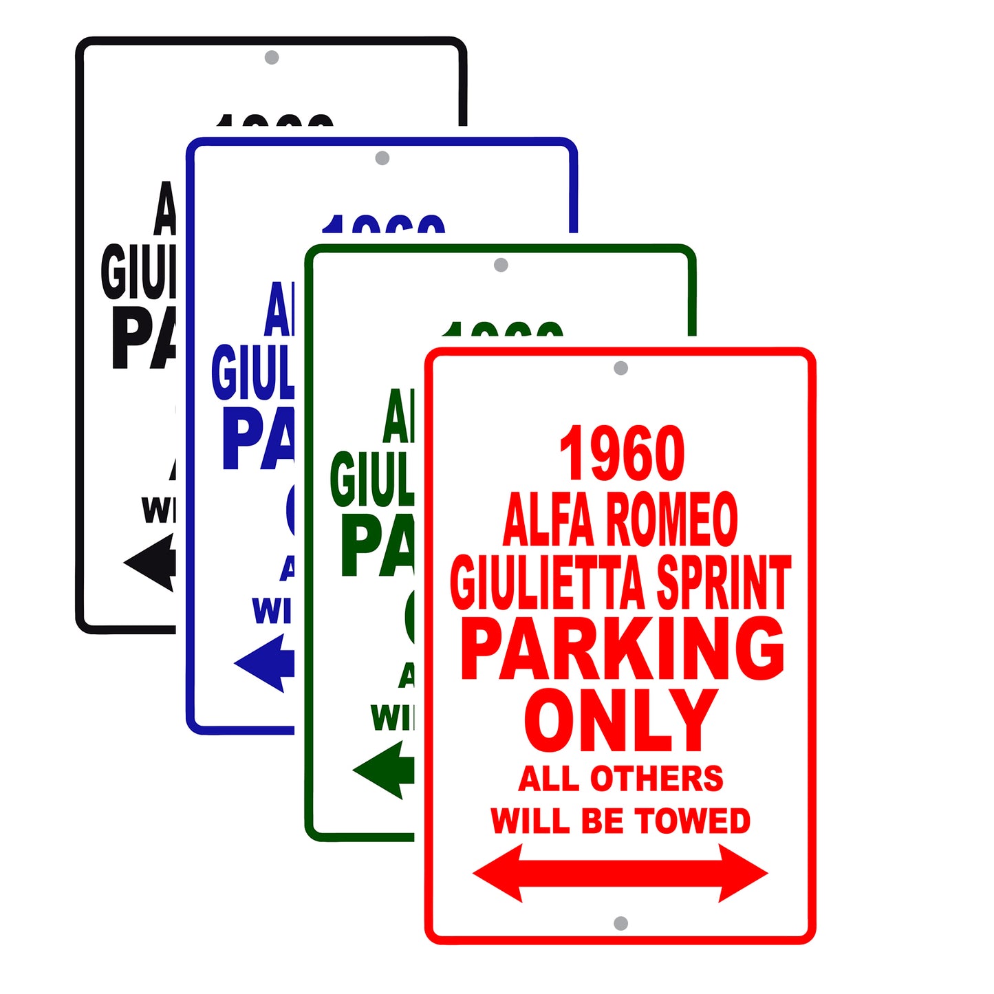 1960 Alfa Romeo Giulietta Sprint Parking Only All Others Will Be Towed Sea Ocean Beach Lake Boat Aluminum Metal Sign Plate