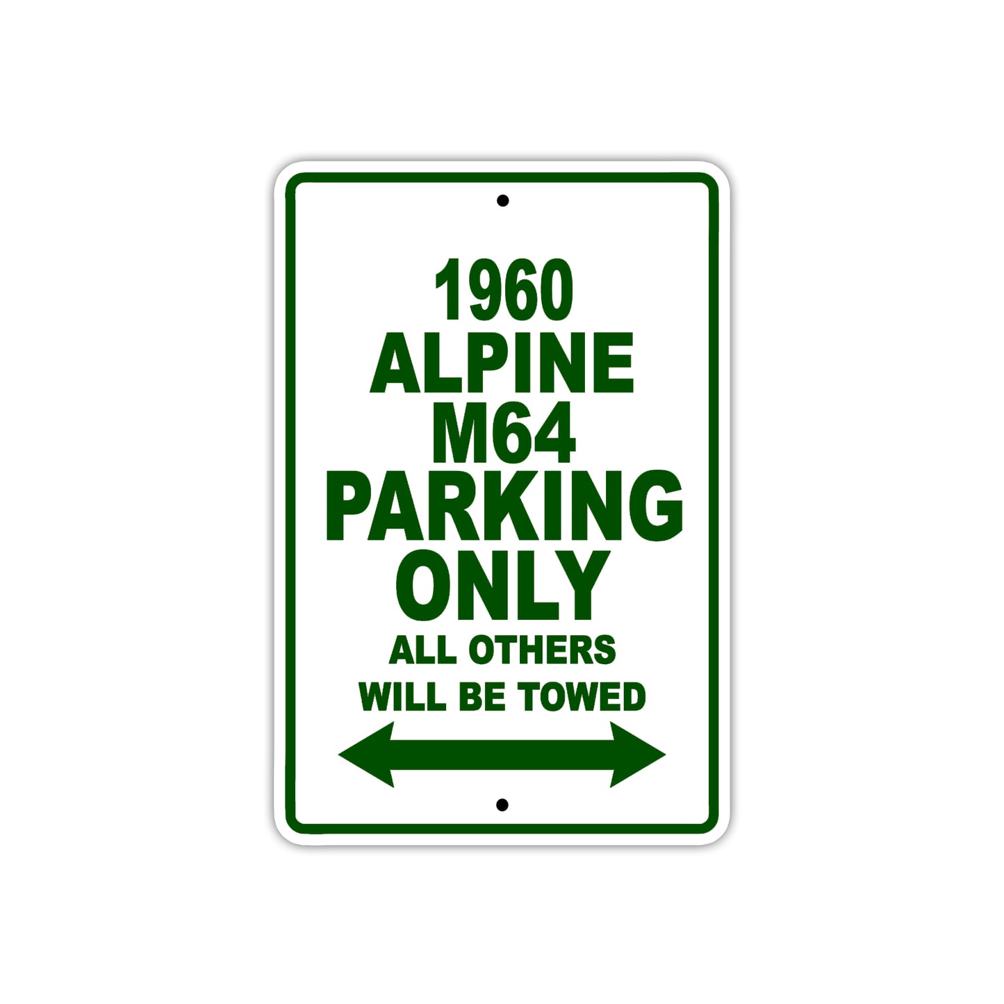 1960 Alpine M64 Parking Only All Others Will Be Towed Sea Ocean Beach Lake Boat Aluminum Metal Sign Plate